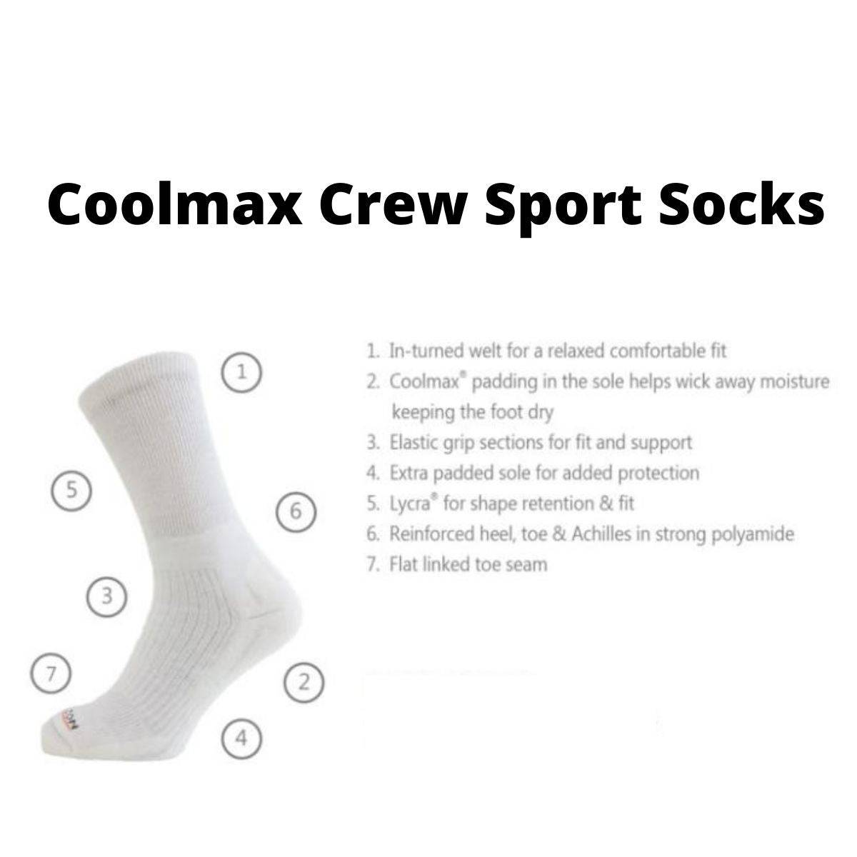 Horizon Socks Coolmax Crew Sport Socks - Pack of 5 - OutdoorTravelGear.com