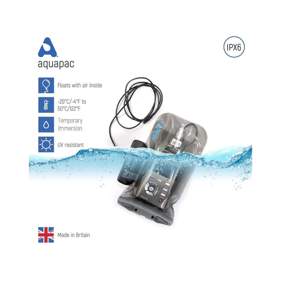 Aquapac Waterproof Radio Microphone / Wire-Through Case - 9" x 4.5" - OutdoorTravelGear.com