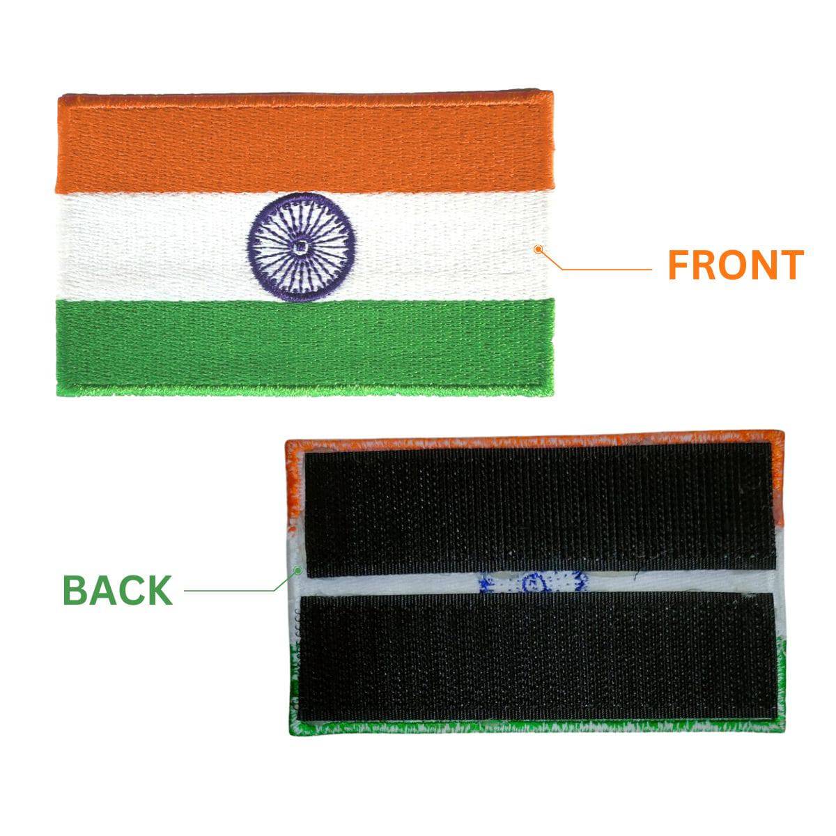 India Flag Patch - Embroidered Tricolour Flag of Bharat - with Velcro - OutdoorTravelGear.com