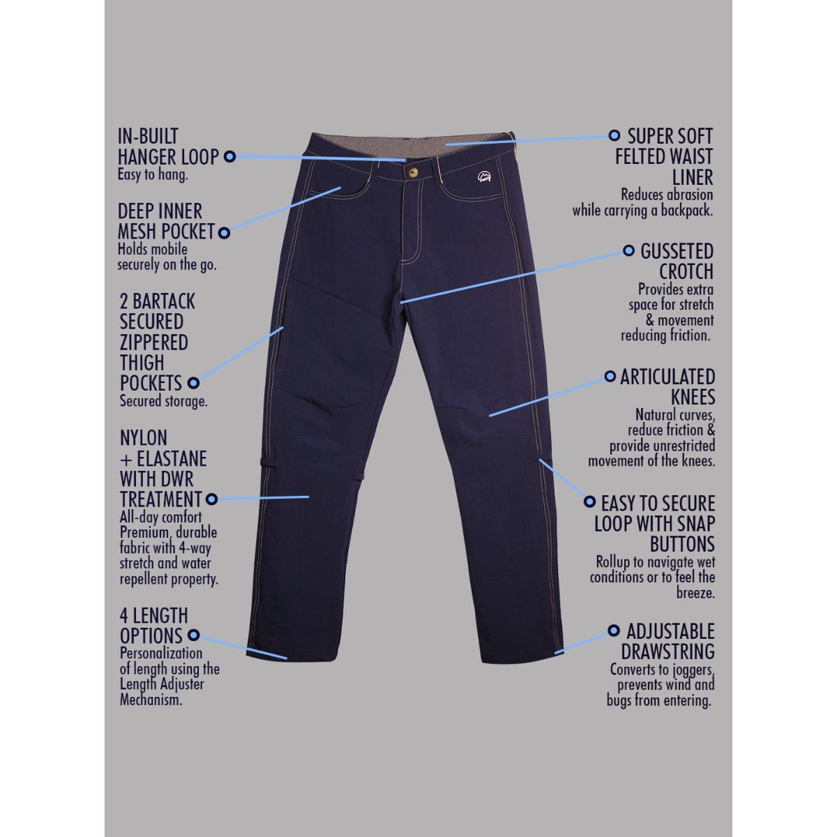 Men's Nomadic Alpine Pants - Adventure Blue - OutdoorTravelGear.com