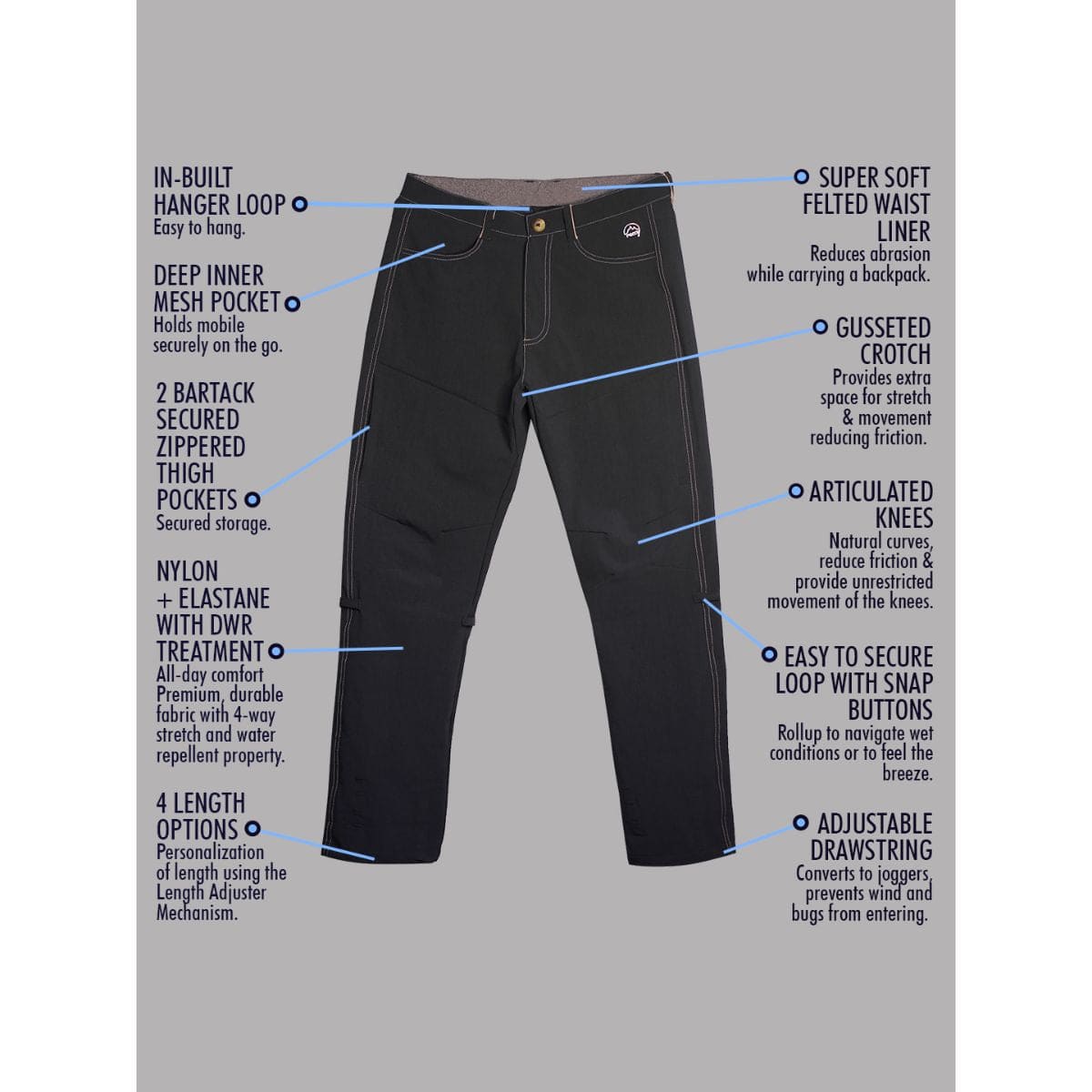 Men's Nomadic Alpine Pants - Midnight Black - OutdoorTravelGear.com