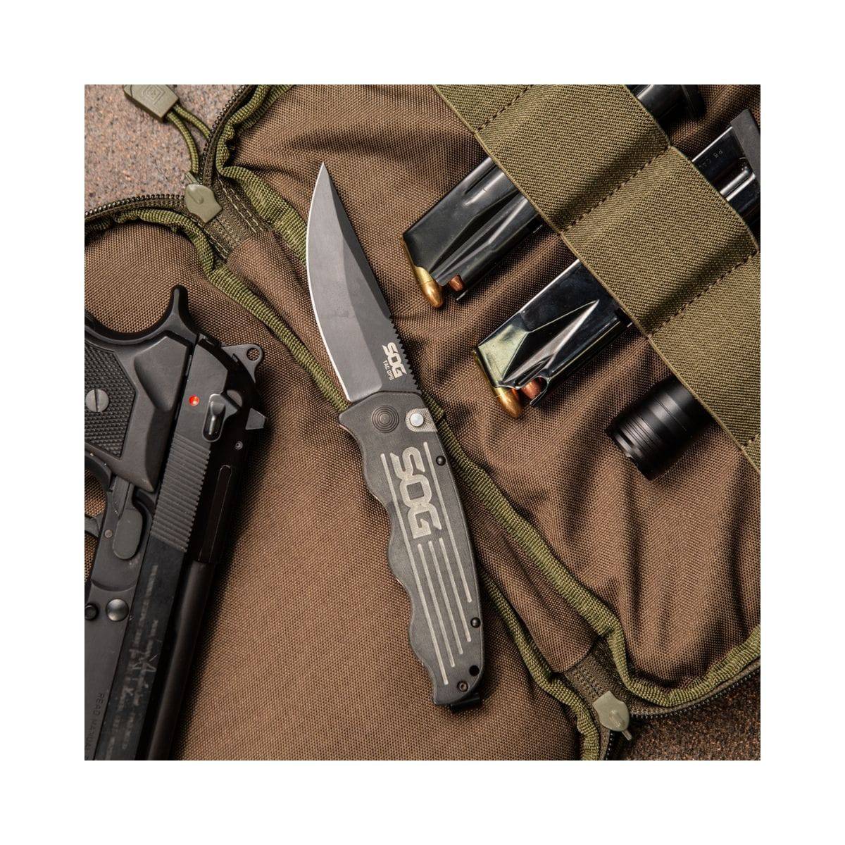 TAC-OPS Auto 3.5" Black TiNi S35VN Blade, Canvas Micarta Handles- TO1011-BX - OutdoorTravelGear.com