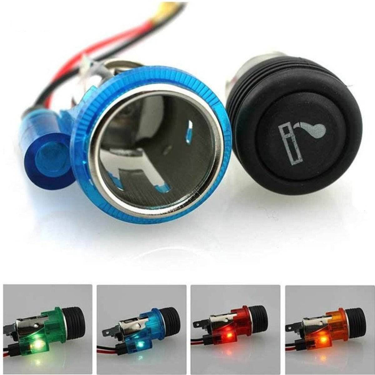 12V Car Cigarette Lighter Assembly - Blue - OutdoorTravelGear.com