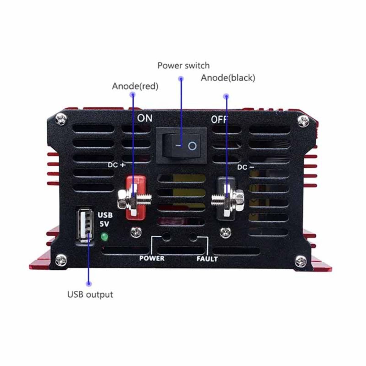 Solar Compact Car Inverter - 12V DC Pure Sine Wave - Output 300W