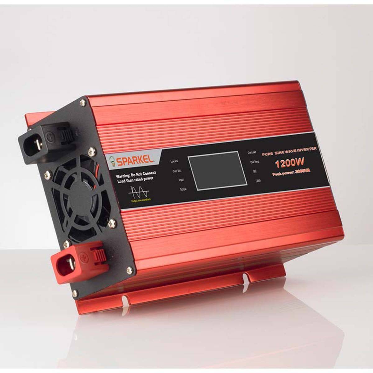 Solar Compact Car Inverter - 12V DC to 230V AC Pure Sine Wave - Output 1200W