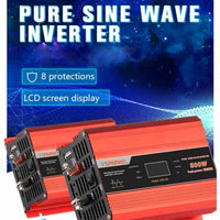 Solar Compact Car Inverter - 12V DC to 230V AC Pure Sine Wave - Output 500W