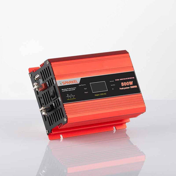 Solar Compact Car Inverter - 12V DC to 230V AC Pure Sine Wave - Output 500W - OutdoorTravelGear.com