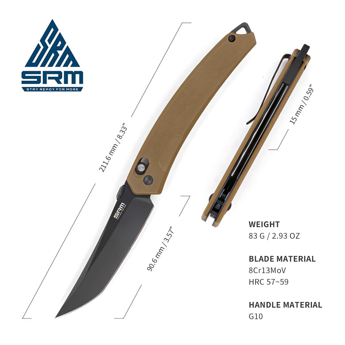 Folding Blade Knife 9211-GW - Brown - OutdoorTravelGear.com