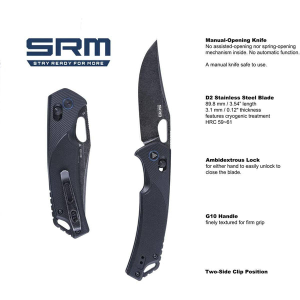 Pocket Folding Knife 9201-GB - Black - OutdoorTravelGear.com