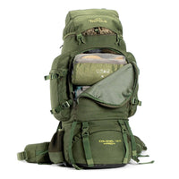 Colonel Pro Metal Frame Rucksack + Detachable Bag & Rain Cover - 105 Litres - Army Green - OutdoorTravelGear.com