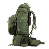 Colonel Pro Metal Frame Rucksack + Detachable Bag & Rain Cover - 105 Litres - Army Green - OutdoorTravelGear.com