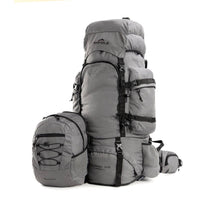 Colonel Pro Metal Frame Rucksack + Detachable Bag & Rain Cover - 105 Litres - Grey - OutdoorTravelGear.com