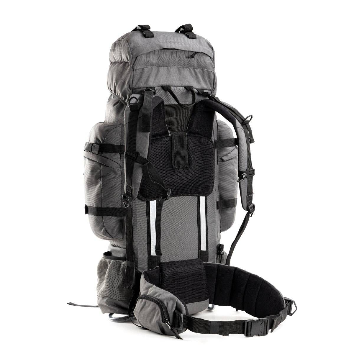 Colonel Pro Metal Frame Rucksack + Detachable Bag & Rain Cover - 105 Litres - Grey - OutdoorTravelGear.com