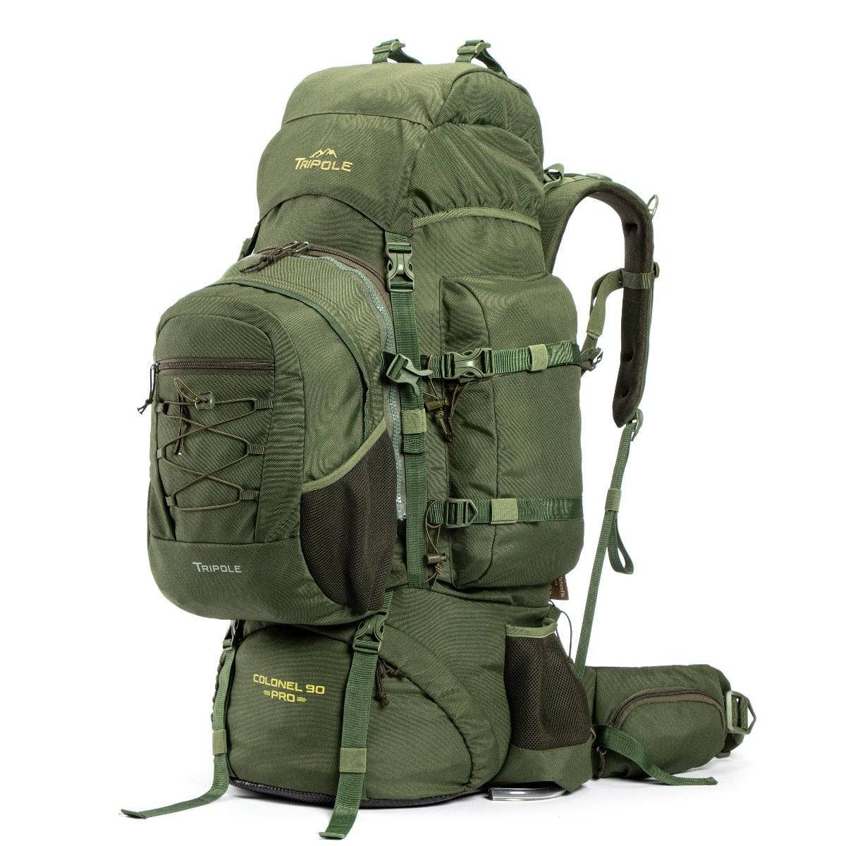 Colonel Pro Metal Frame Rucksack Detachable Bag Rain Cover 90 Litres Army Green OutdoorTravelGear