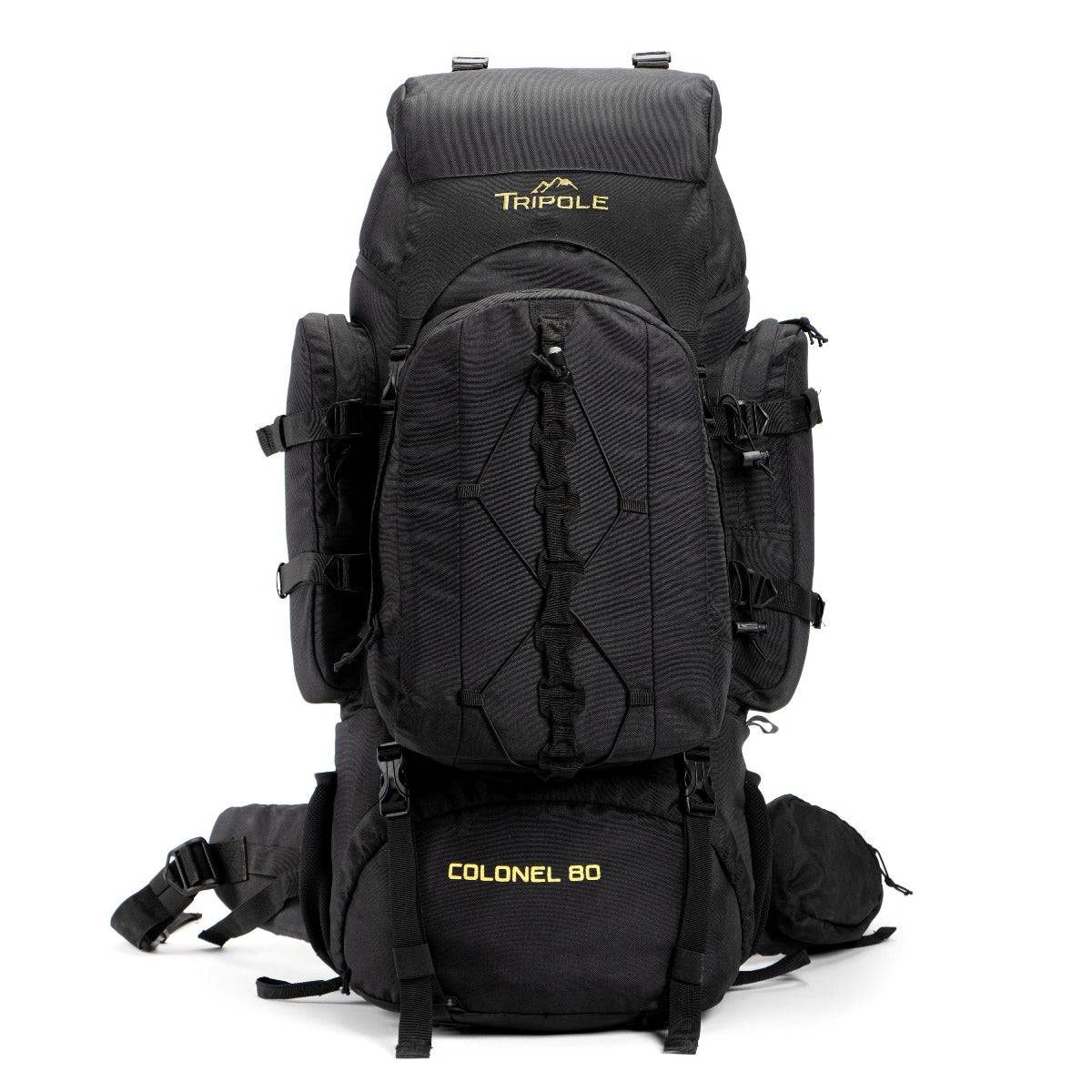 Colonel Series Rucksack + Detachable Day Pack & Rain Cover - 80 Litres  - Black - OutdoorTravelGear.com