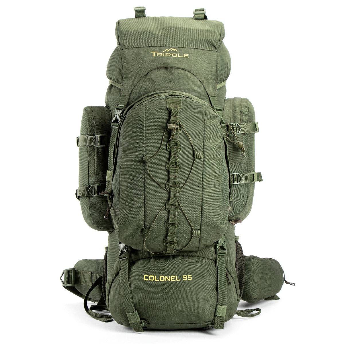 Colonel Series Rucksack + Detachable Day Pack & Rain Cover - 95 Litres - Army Green - OutdoorTravelGear.com