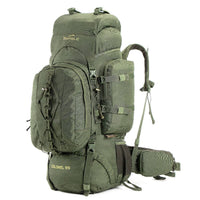 Colonel Series Rucksack + Detachable Day Pack & Rain Cover - 95 Litres - Army Green - OutdoorTravelGear.com