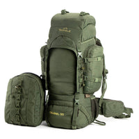 Colonel Series Rucksack + Detachable Day Pack & Rain Cover - 95 Litres - Army Green - OutdoorTravelGear.com