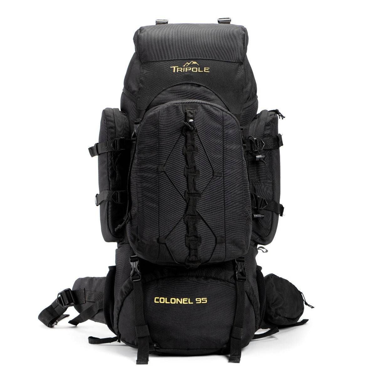 Colonel Series Rucksack + Detachable Day Pack & Rain Cover - 95 Litres  - Black - OutdoorTravelGear.com