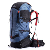 Terra Metal Frame Backpacking and Trekking Rucksack with Rain Cover - Blue - 50 Litres - OutdoorTravelGear.com