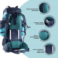 Walker Pro Trekking and Hiking Rucksack - 60 Litre - Blue - OutdoorTravelGear.com