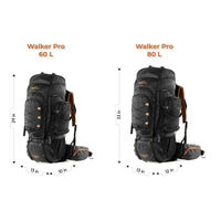 Walker Pro Trekking and Hiking Rucksack - 80 Litre - Black - OutdoorTravelGear.com