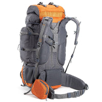 Walker Trekking and Backpacking Rucksack - 65 Litre - Grey & Orange - OutdoorTravelGear.com