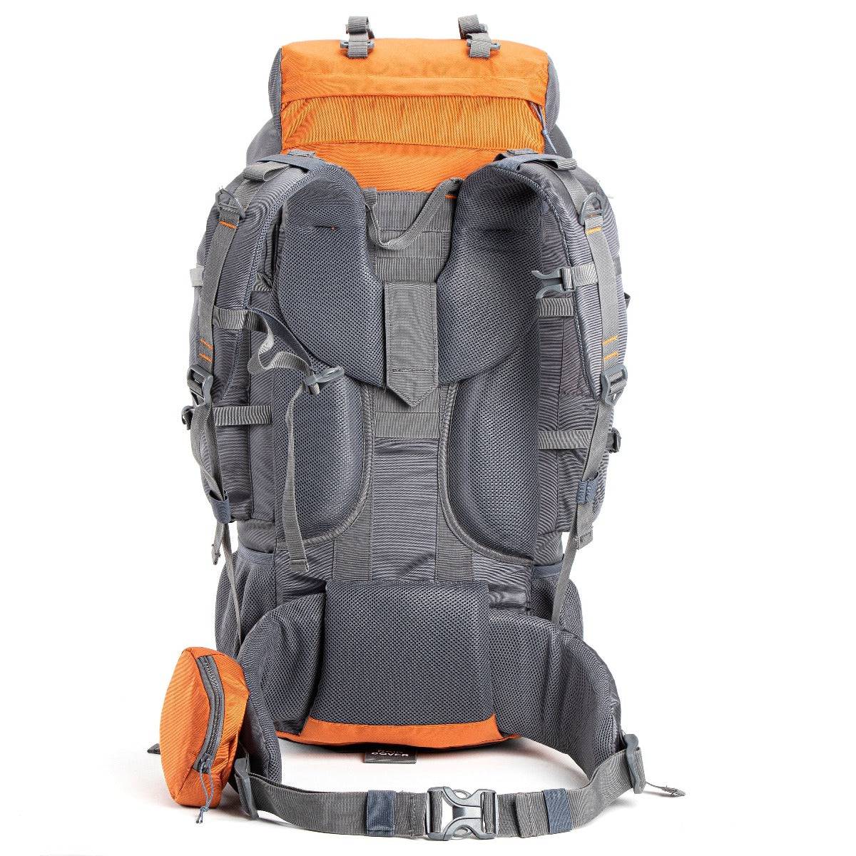 Walker Trekking and Backpacking Rucksack - 65 Litre - Grey & Orange - OutdoorTravelGear.com