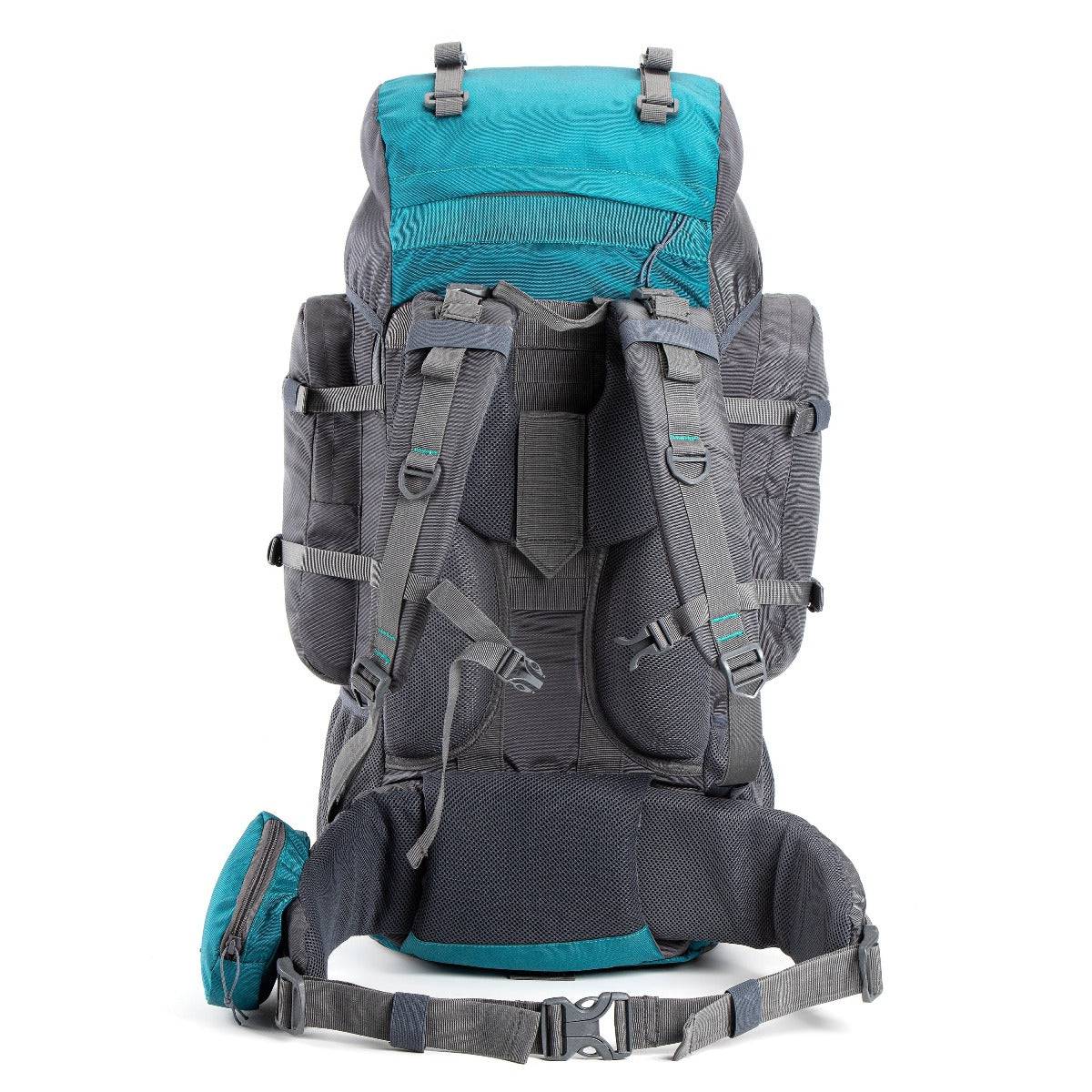 Walker Trekking and Backpacking Rucksack - 65 Litre - Grey & Sea Green - OutdoorTravelGear.com