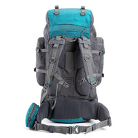 Walker Trekking and Backpacking Rucksack - 65 Litre - Grey & Sea Green - OutdoorTravelGear.com