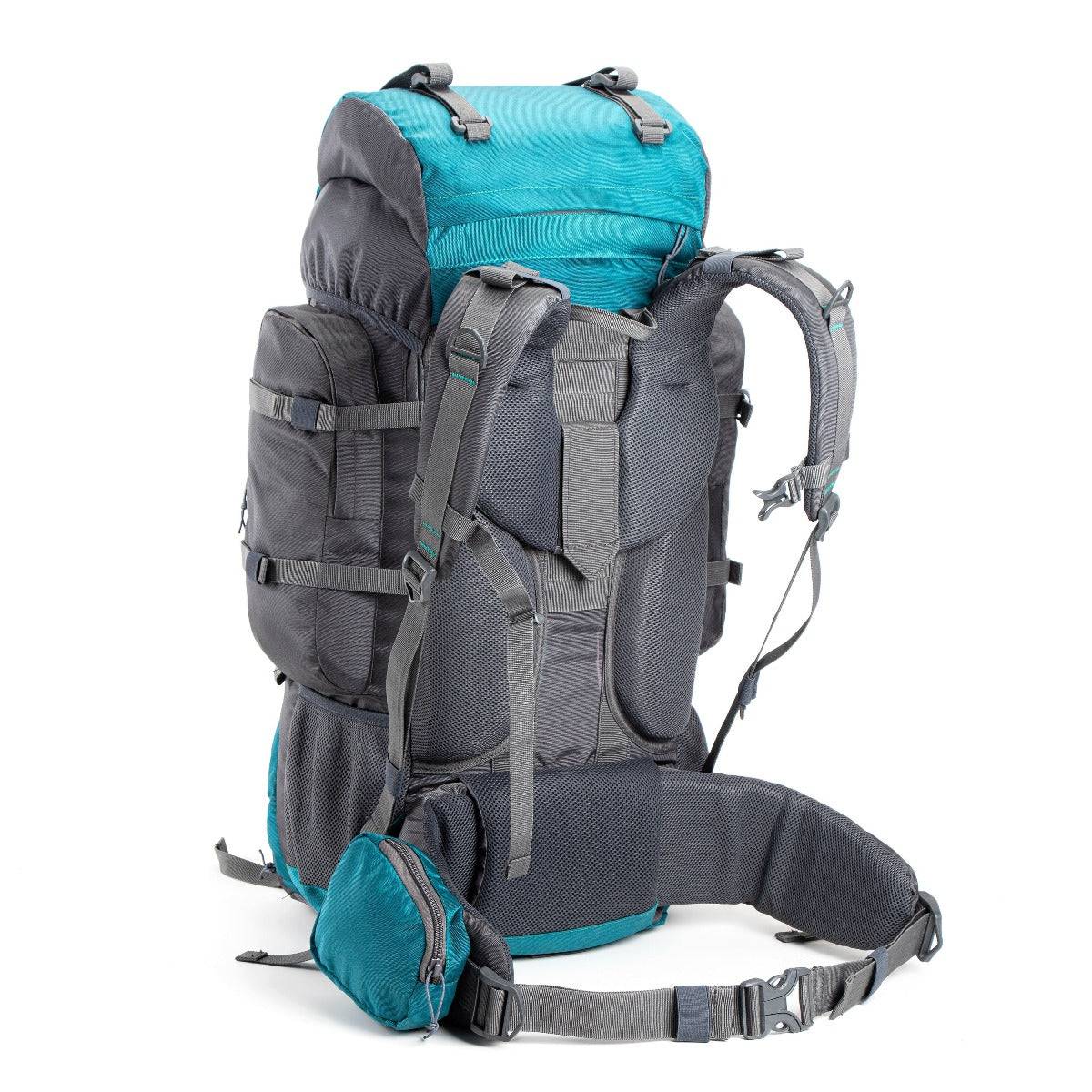 Walker Trekking and Backpacking Rucksack 65 Litre Grey Sea Green OutdoorTravelGear