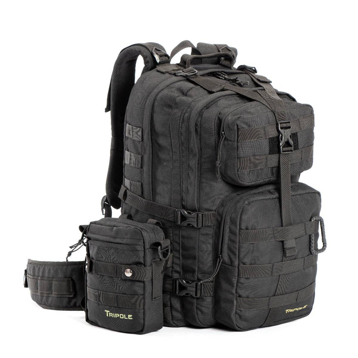 Alfa Military Tactical Backpack with Sling Bag Attachment -  45 Litres - Black - OutdoorTravelGear.com