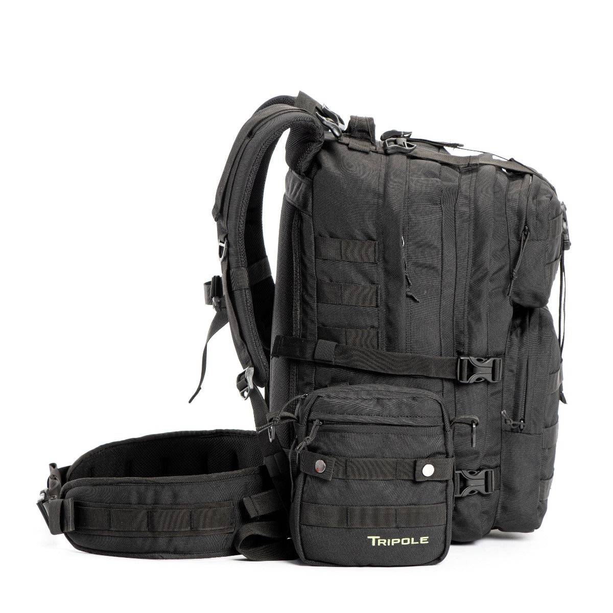 Alfa Military Tactical Backpack with Sling Bag Attachment -  45 Litres - Black - OutdoorTravelGear.com