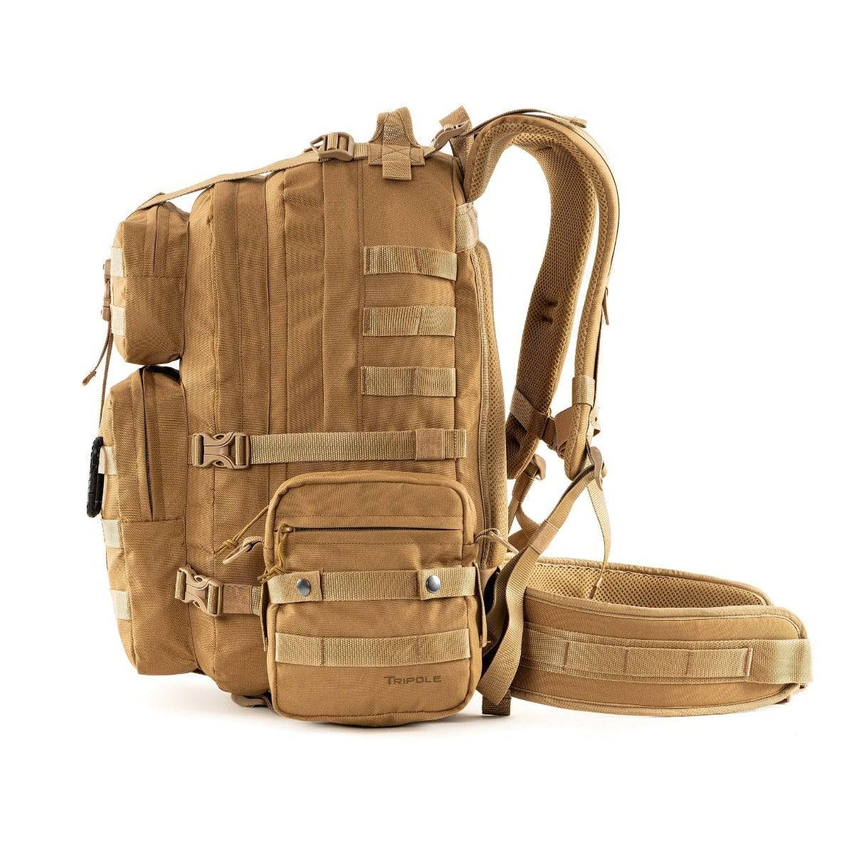 Alfa Military Tactical Backpack with Sling Bag Attachment - 45 Litres - Khaki - OutdoorTravelGear.com