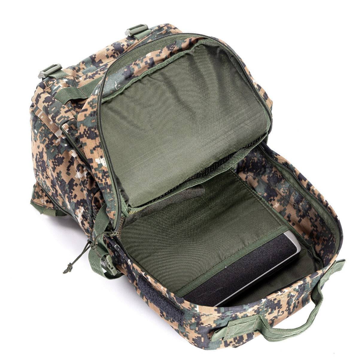 Captain Tactical Backpack with MOLLE Webbing and Carabiner -  25 Litres - Digital Camouflage - OutdoorTravelGear.com