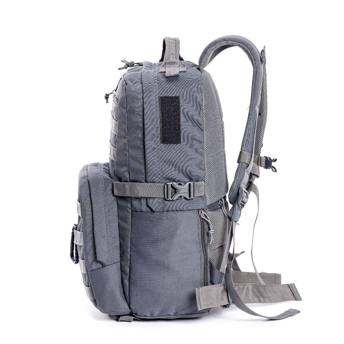 Captain Tactical Backpack with MOLLE Webbing and Carabiner -  25 Litres - Grey - OutdoorTravelGear.com