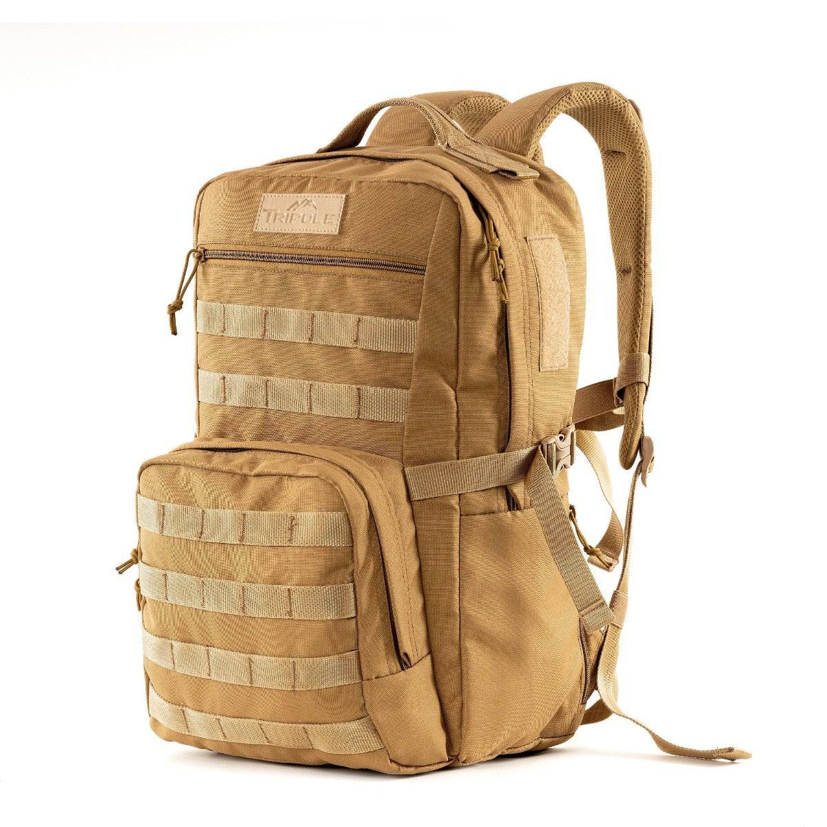 Captain Tactical Backpack with MOLLE Webbing and Carabiner -  25 Litres - Khaki - OutdoorTravelGear.com