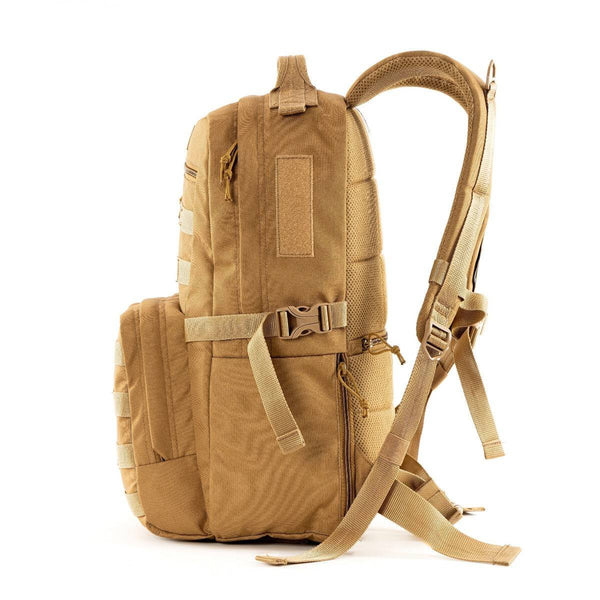 Captain Tactical Backpack with MOLLE Webbing and Carabiner -  25 Litres - Khaki - OutdoorTravelGear.com