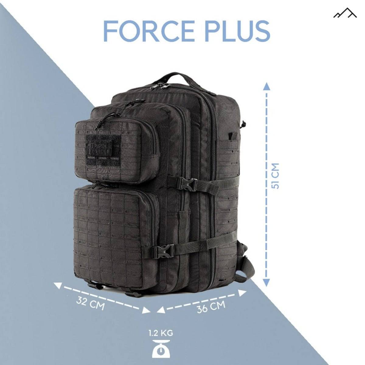 Force Plus Tactical Army Backpack with Laser-cut MOLLE - 50 Litres - Khaki - OutdoorTravelGear.com