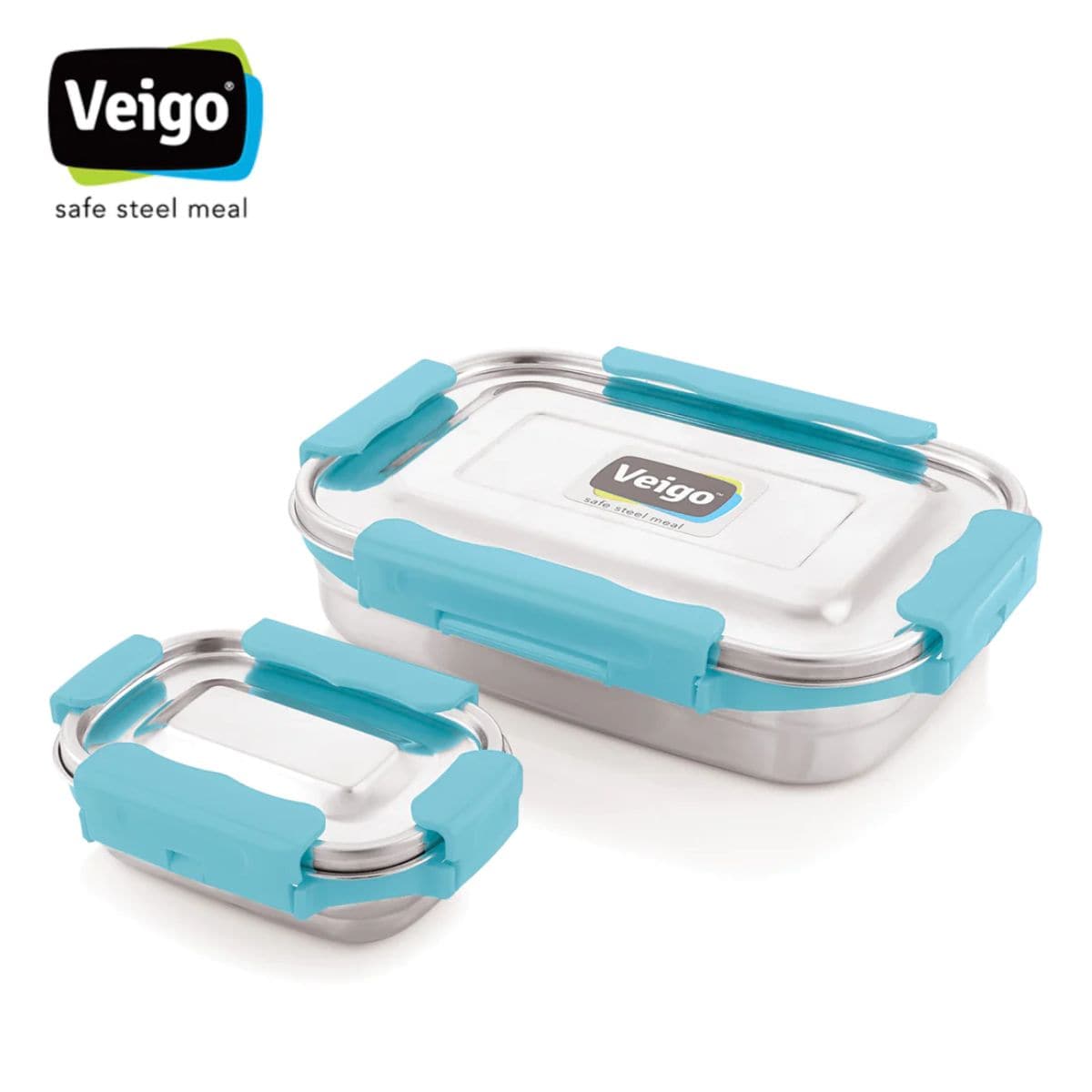 Adventure Ready MaxoSteel Camping Tiffin Box - Jumbo (950ml + 200ml) - Aqua Blue