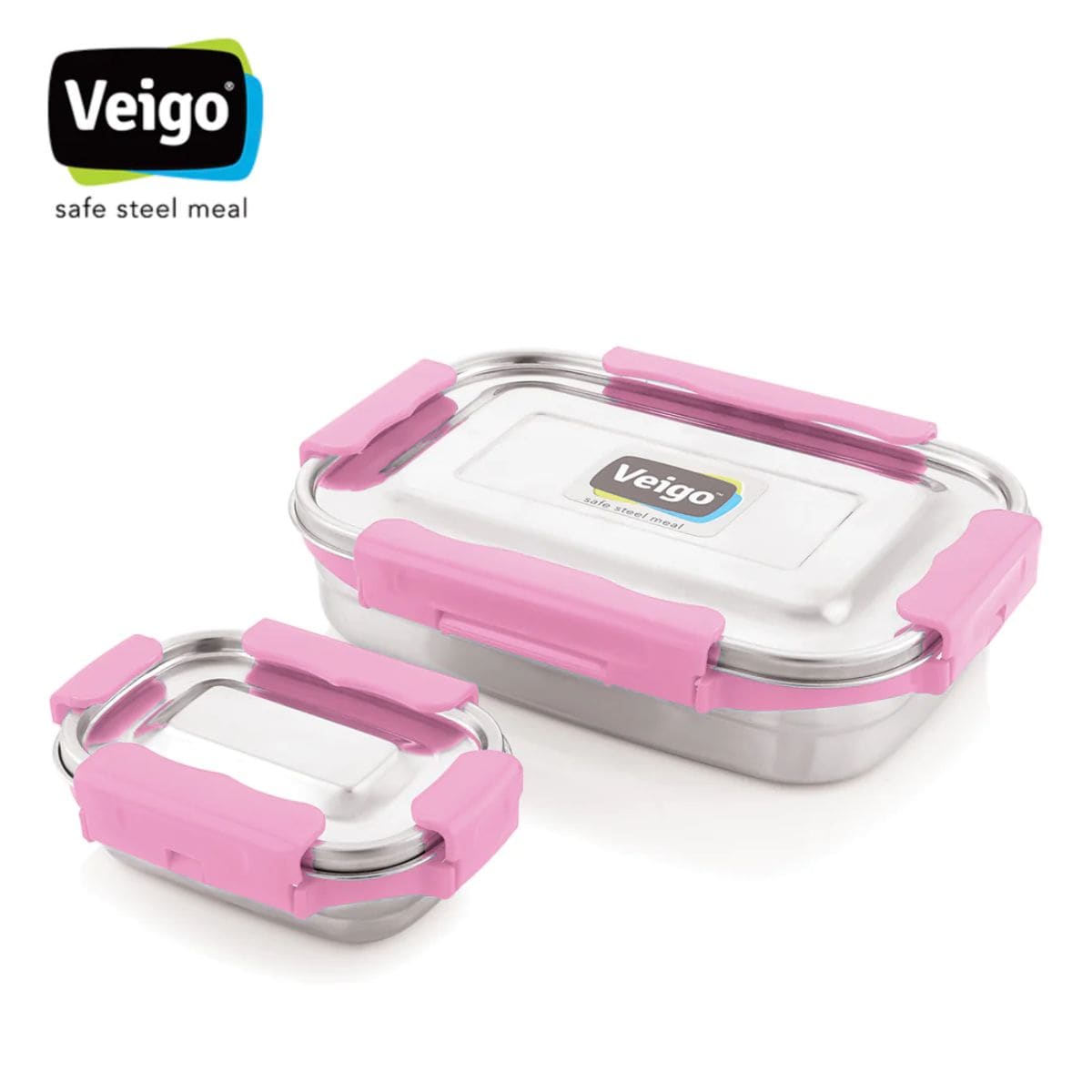 Adventure Ready MaxoSteel Camping Tiffin Box - Jumbo (950ml + 200ml) - Pink - OutdoorTravelGear.com