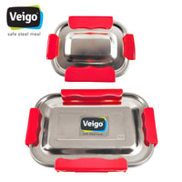 Adventure Ready MaxoSteel Camping Tiffin Box - Jumbo (950ml + 200ml) - Red - OutdoorTravelGear.com