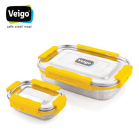 Adventure Ready MaxoSteel Camping Tiffin Box - Jumbo (950ml + 200ml) - Yellow - OutdoorTravelGear.com