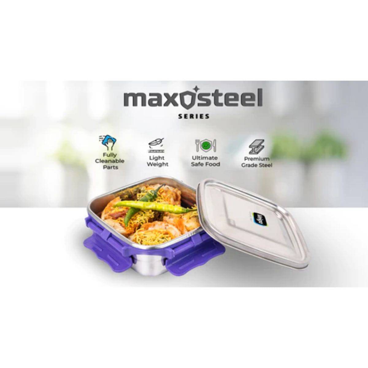 Adventure Ready MaxoSteel Camping Tiffin Box - Medium (450ml) - Aqua Blue