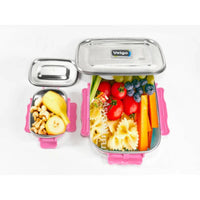 Adventure Ready MaxoSteel Camping Tiffin Box with Insulated Pouch - Jumbo (950ml + 200ml) - Pink - OutdoorTravelGear.com