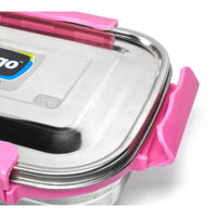 Adventure Ready MaxoSteel Camping Tiffin Box with Insulated Pouch - Jumbo (950ml + 200ml) - Pink - OutdoorTravelGear.com