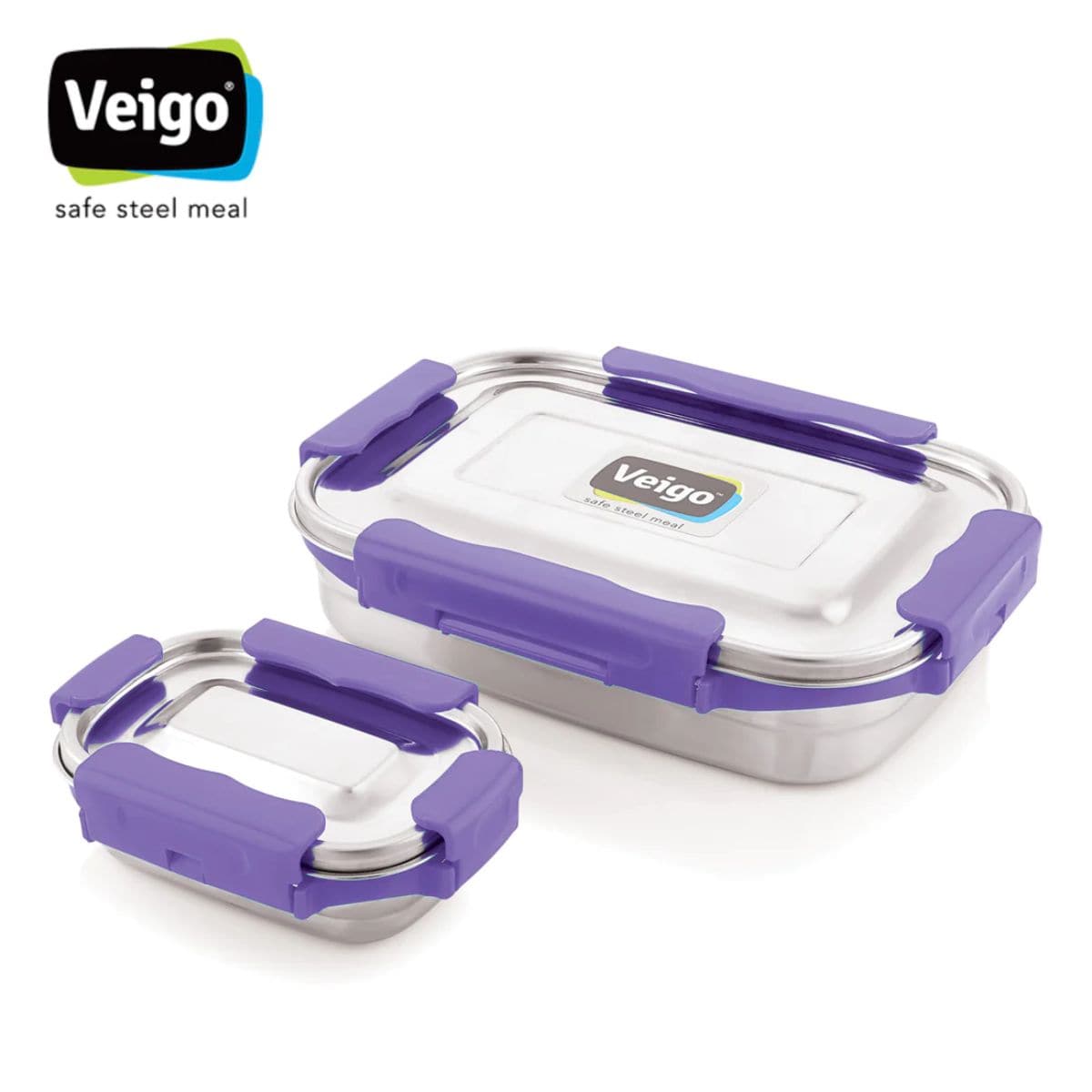 Adventure Ready MaxoSteel Camping Tiffin Box with Insulated Pouch - Jumbo (950ml + 200ml) - Violet - OutdoorTravelGear.com