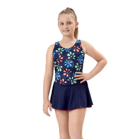 Kids Girl's Swim Wear - Swimming Dress - Retro - Blue - OutdoorTravelGear.com