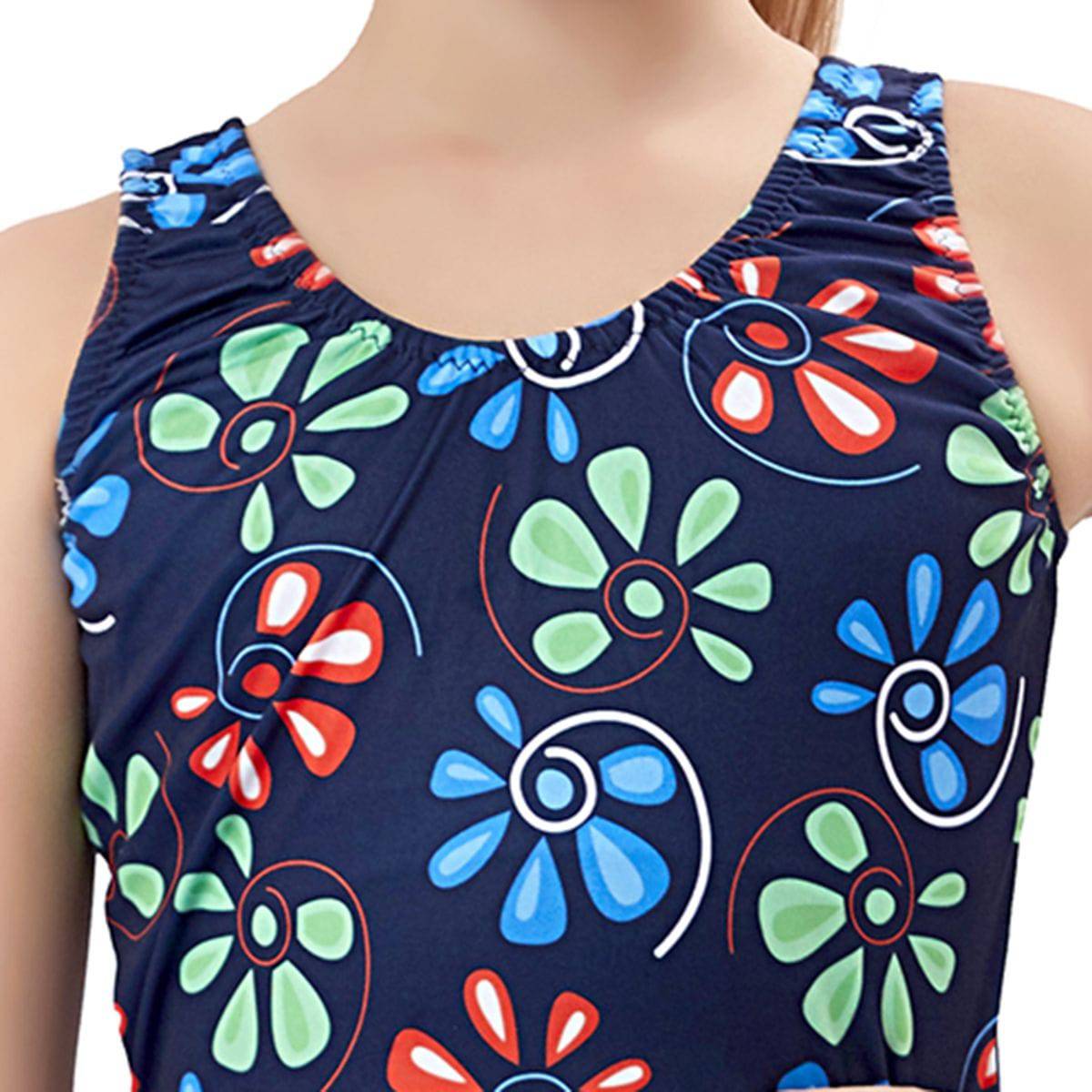 Kids Girl's Swim Wear - Swimming Dress - Retro - Blue - OutdoorTravelGear.com